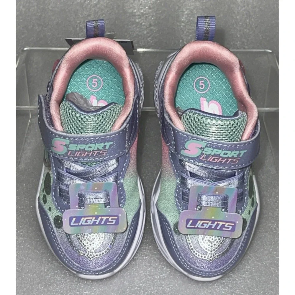 S Sport By Skechers Lucia Sneakers Light Up‎ Stretch Laces Toddler Girls Size 5